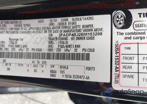 2011 Ford Fiesta Se from USA, damaged, VIN 3FADP4BJ2BM153298